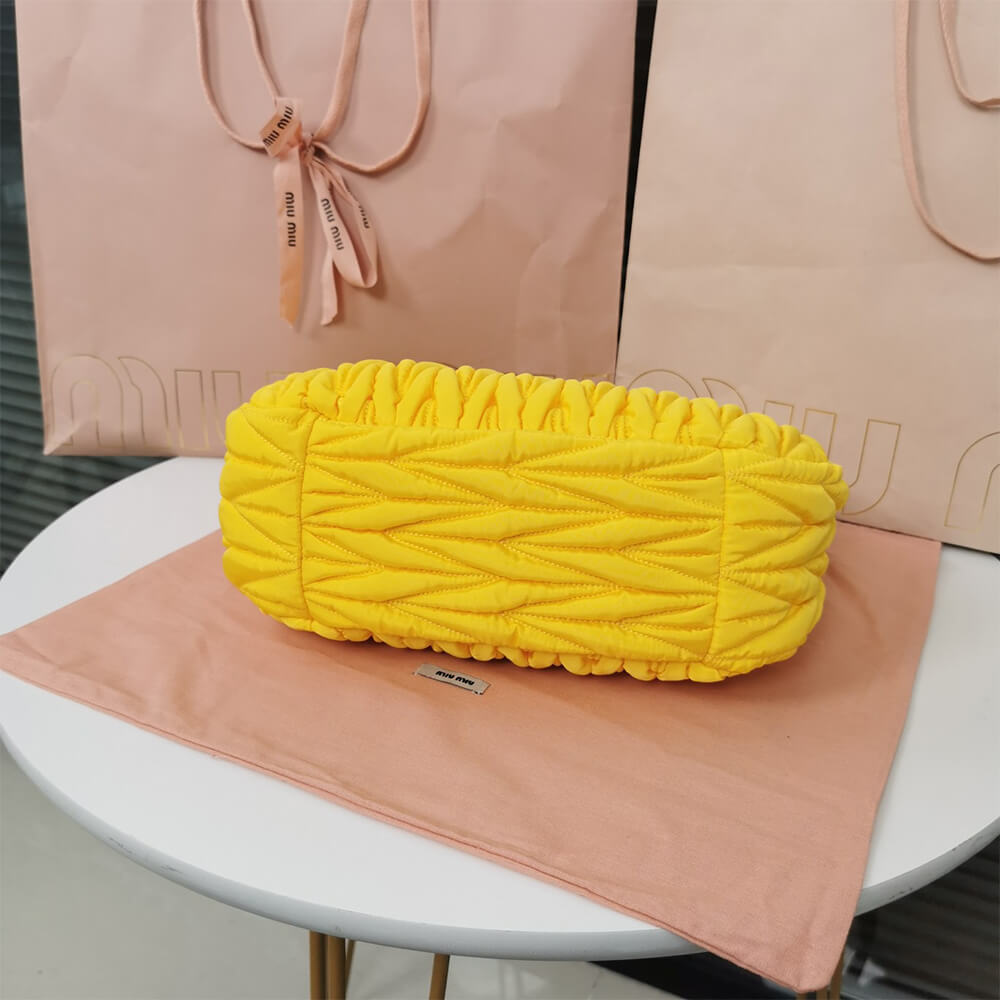 Miu Wander matelasse regenerated nylon hobo bag